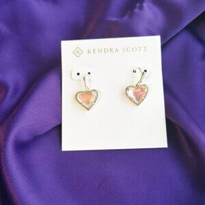 Kendra Scott Ari Heart Dichroic Glass Drop Earrings in Gold